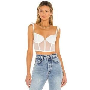 Kat the Label Femme Bustier Mesh Crop Top White S